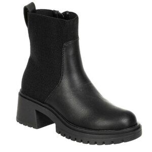 Anneliese Women's Abruzzo Y2K Black Ribbed Chunky Side Zip Lug Boots Size 8 NWOB